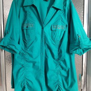 Lane Bryant Dark Teal Button Down Blouse 18/20